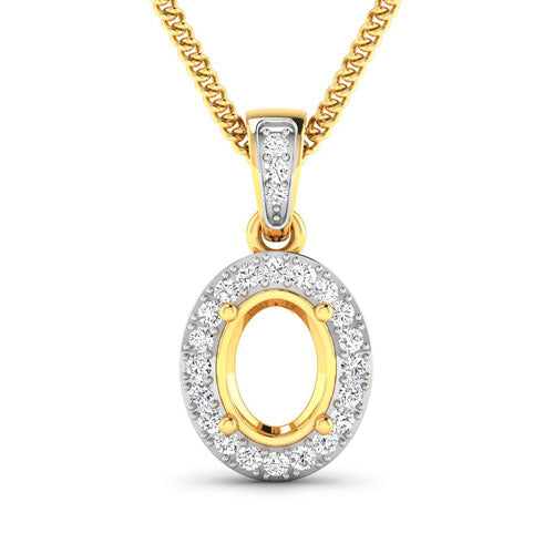 0.18 Carat White Diamond 14K Yellow Gold Semi Mount Pendant