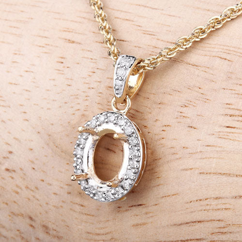 0.18 Carat White Diamond 14K Yellow Gold Semi Mount Pendant