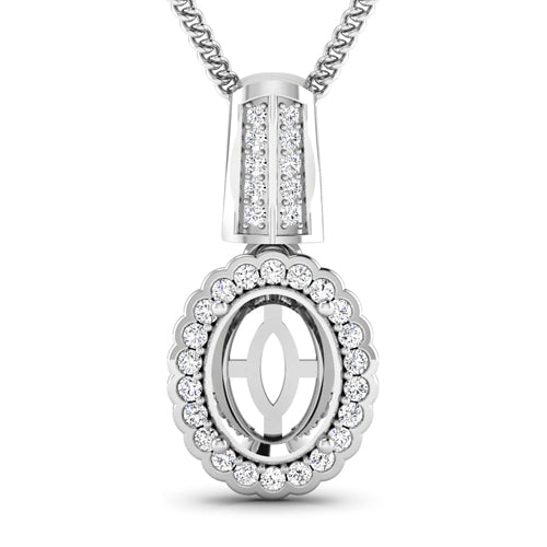 0.22 Carat Genuine White Diamond 14K White Gold Semi Mount Pendant