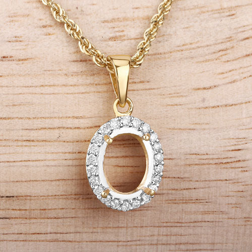 0.22 Carat Diamond 14K Yellow Gold Semi Mount Pendant