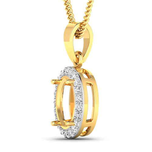 0.22 Carat Diamond 14K Yellow Gold Semi Mount Pendant