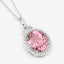 3.90 Carat Genuine Pink Tourmaline and White Diamond Pendant