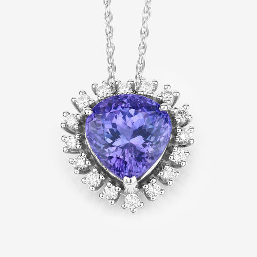 Pendentif en Tanzanite et Diamants Blancs de 3,25 Carats