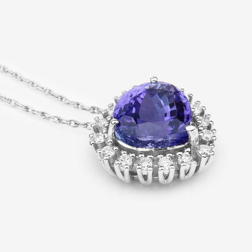 Pendentif en Tanzanite et Diamants Blancs de 3,25 Carats