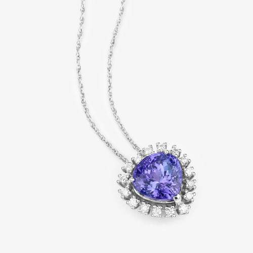Pendentif en Tanzanite et Diamants Blancs de 3,25 Carats