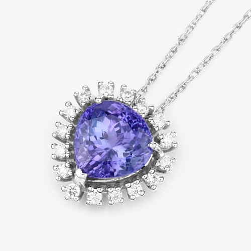 Pendentif en Tanzanite et Diamants Blancs de 3,25 Carats