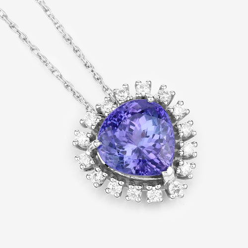 Pendentif en Tanzanite et Diamants Blancs de 3,25 Carats