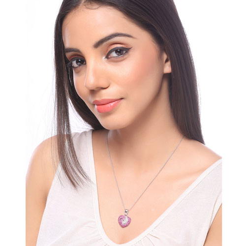 Pendentif en rubis véritable et saphirs blancs de 2,65 carats en argent sterling