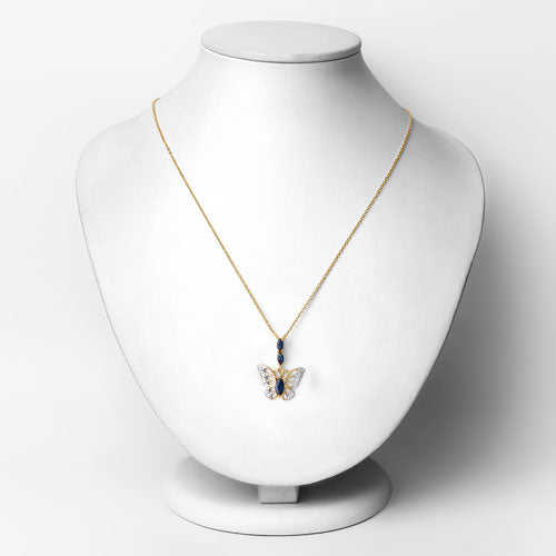 0.92 Carat Genuine Blue Sapphire and White Zircon Pendant