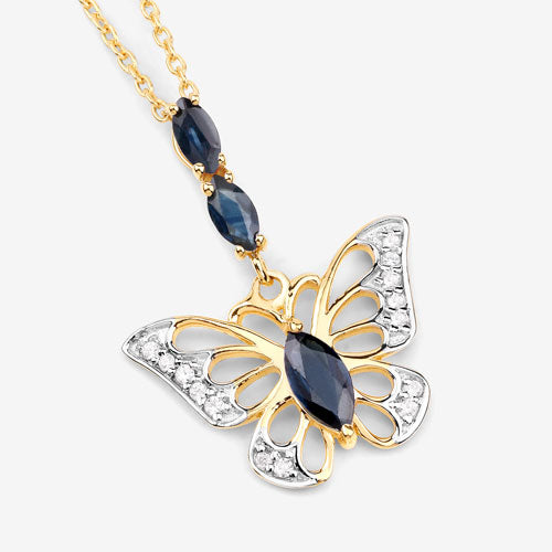 0.92 Carat Genuine Blue Sapphire and White Zircon Pendant