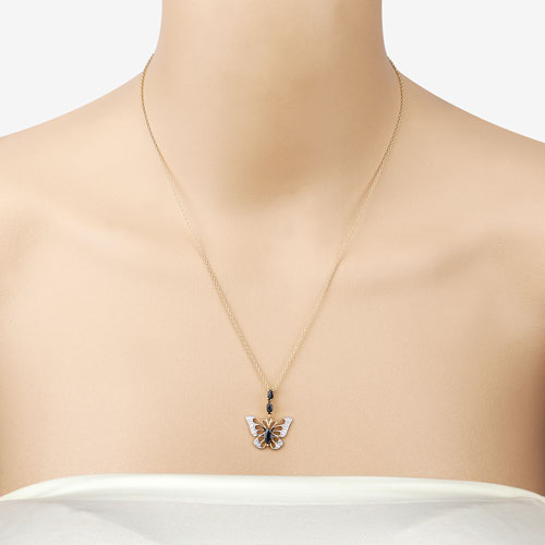 0.92 Carat Genuine Blue Sapphire and White Zircon Pendant