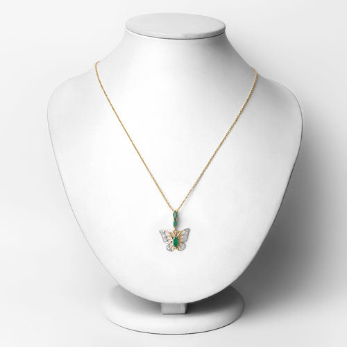 0.72 Carat Genuine Emerald & White Zircon Pendant in Sterling Silver