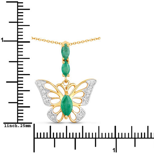 0.72 Carat Genuine Emerald & White Zircon Pendant in Sterling Silver
