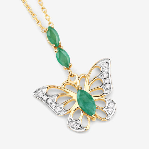0.72 Carat Genuine Emerald & White Zircon Pendant in Sterling Silver