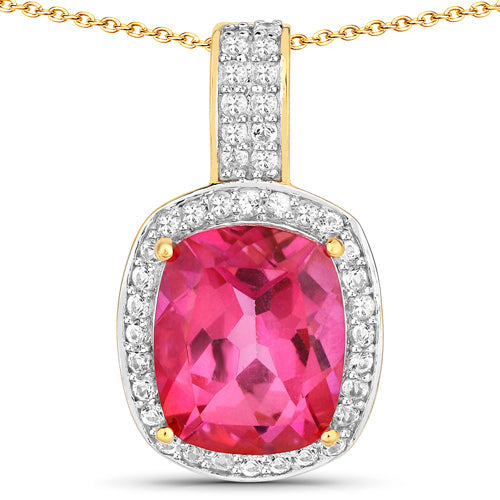 6.87 Carat Genuine Pink Topaz & White Topaz Sterling Silver Pendant