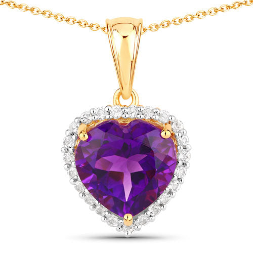 Pendentif en améthyste véritable de 4,76 carats et topaze blanche en argent sterling