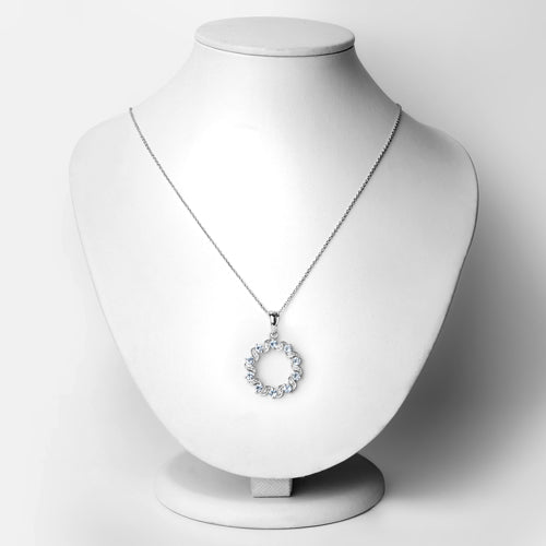 Pendentif en aigue-marine et topaze blanche de 1,10 carat en argent sterling
