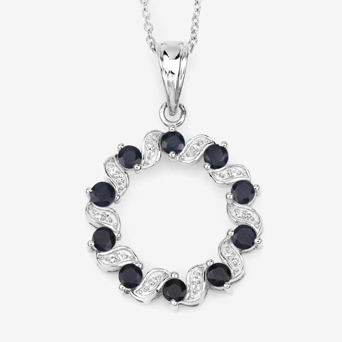 Colgante de Zafiro Azul de 1.30 Quilates y Topacio Blanco en Plata de Ley