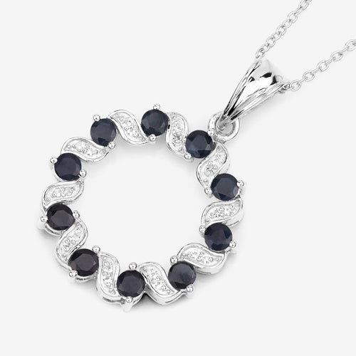 Colgante de Zafiro Azul de 1.30 Quilates y Topacio Blanco en Plata de Ley