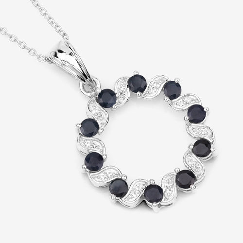 Colgante de Zafiro Azul de 1.30 Quilates y Topacio Blanco en Plata de Ley