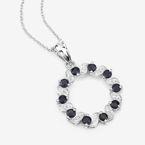 Colgante de Zafiro Azul de 1.30 Quilates y Topacio Blanco en Plata de Ley