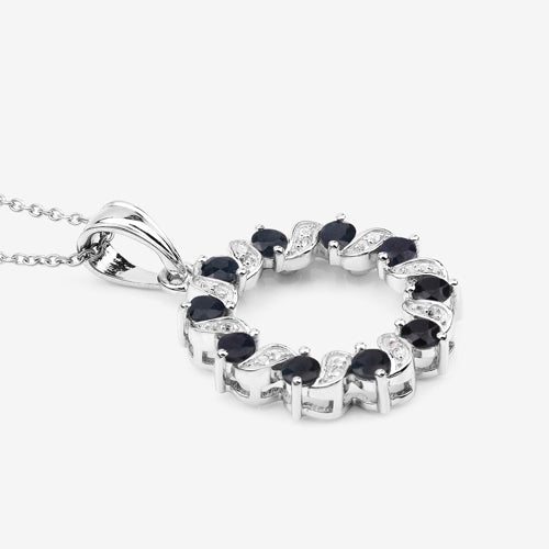 Colgante de Zafiro Azul de 1.30 Quilates y Topacio Blanco en Plata de Ley