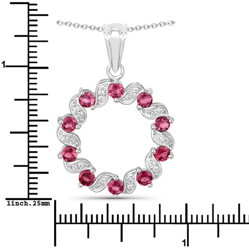 Pendentif en argent sterling de 1,30 carat en tourmaline rose et topaze blanche