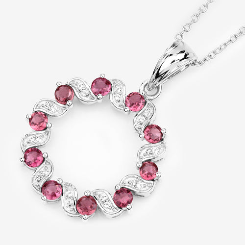 Pendentif en argent sterling de 1,30 carat en tourmaline rose et topaze blanche