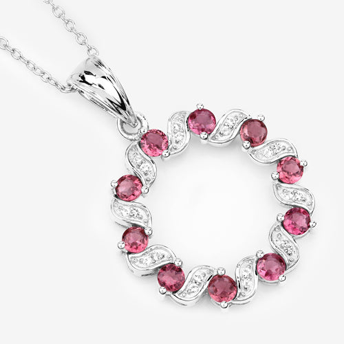 Pendentif en argent sterling de 1,30 carat en tourmaline rose et topaze blanche