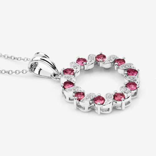 Pendentif en argent sterling de 1,30 carat en tourmaline rose et topaze blanche