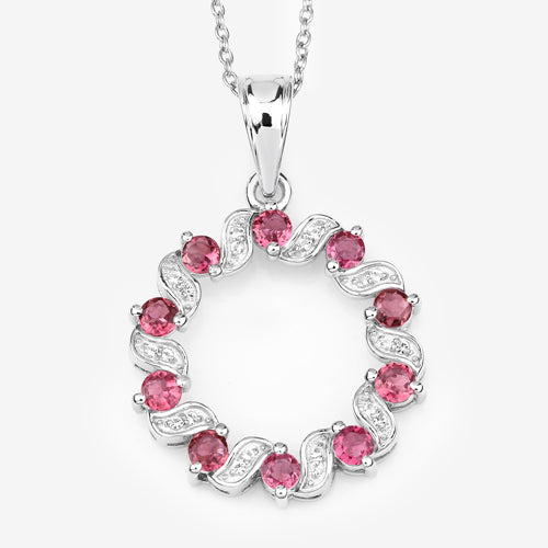 Pendentif en argent sterling de 1,30 carat en tourmaline rose et topaze blanche