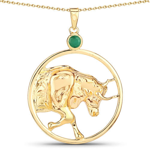 Pendentif en émeraude véritable de 0,23 carat en argent sterling .925