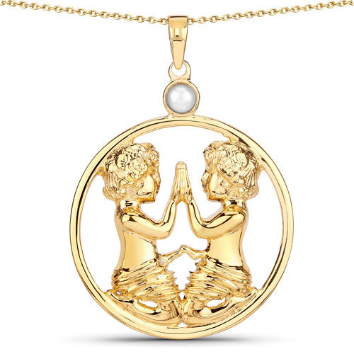 Pendentif en perle véritable de 0,45 carat en argent sterling .925