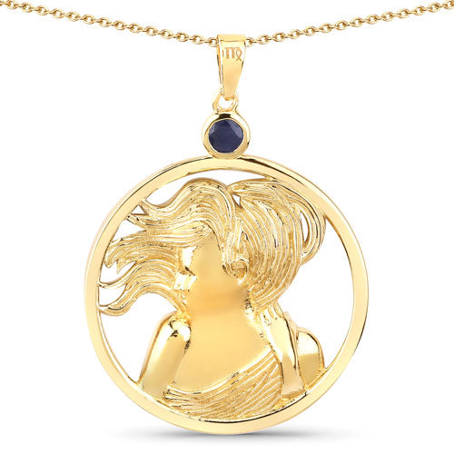 Pendentif en saphir bleu véritable de 0,27 carat en argent sterling