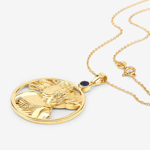 Pendentif en saphir bleu véritable de 0,27 carat en argent sterling