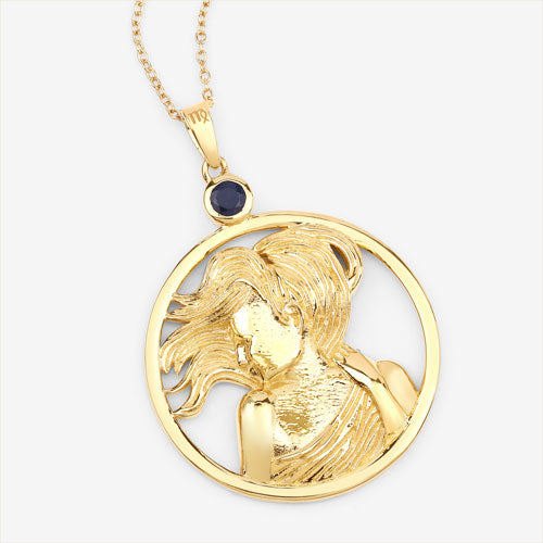 Pendentif en saphir bleu véritable de 0,27 carat en argent sterling