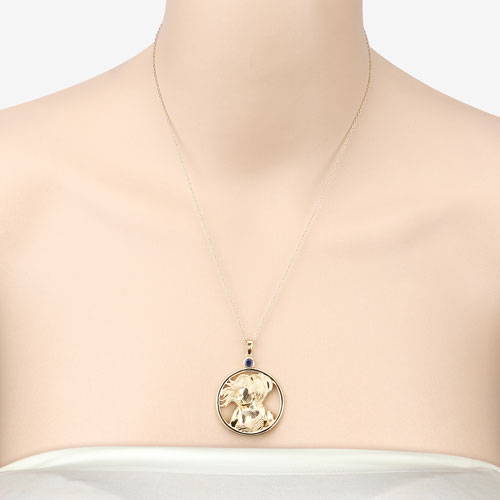 Pendentif en saphir bleu véritable de 0,27 carat en argent sterling
