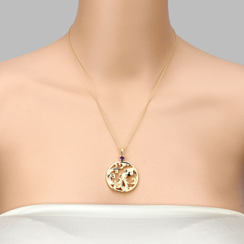 Pendentif en argent sterling .925 avec améthyste véritable de 0,24 carat