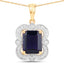 4.07 Carat Iolite and Diamond 14K Yellow Gold Pendant