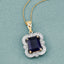 4.07 Carat Iolite and Diamond 14K Yellow Gold Pendant