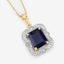4.07 Carat Iolite and Diamond 14K Yellow Gold Pendant