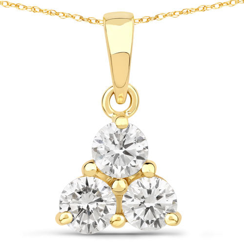 0.75 Carat Lab Grown Diamond Pendant in 14K Yellow Gold
