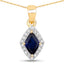 Colgante de Zafiro Azul y Diamante de 0.92 Quilates en Oro de 14K