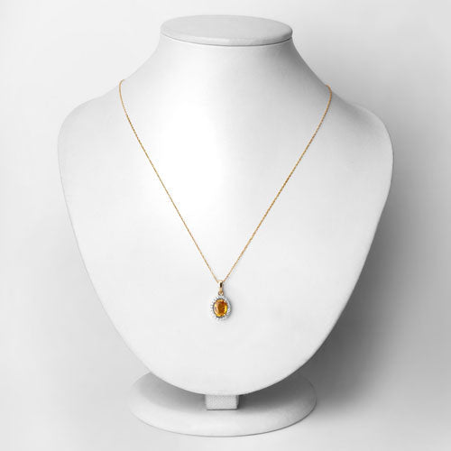 Colgante de Zafiro Amarillo y Diamante de 1.78 Quilates en Oro de 14K
