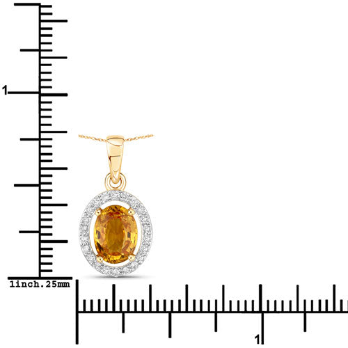 Colgante de Zafiro Amarillo y Diamante de 1.78 Quilates en Oro de 14K