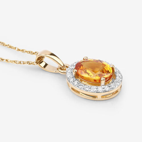 Colgante de Zafiro Amarillo y Diamante de 1.78 Quilates en Oro de 14K