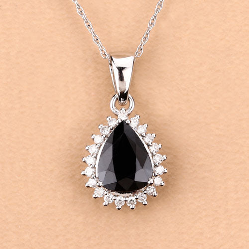 Pendentif en or blanc 14K avec saphir bleu de 2,09 carats et diamants
