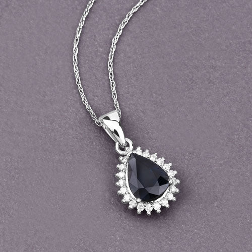 Pendentif en or blanc 14K avec saphir bleu de 2,09 carats et diamants