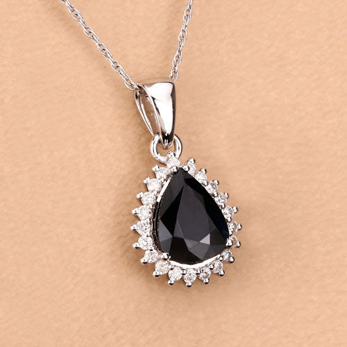 Pendentif en or blanc 14K avec saphir bleu de 2,09 carats et diamants