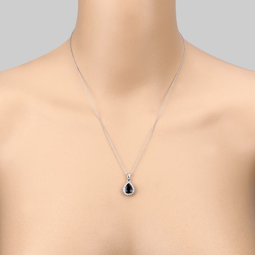 Pendentif en or blanc 14K avec saphir bleu de 2,09 carats et diamants